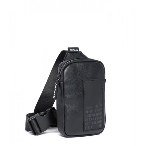 REPLAY ΑΝΔΡΙΚΗ ΤΣΑΝΤΑ ΠΛΑΤΗΣ - ΧΙΑΣΤΙ FM3592.000.A0458.098 BLACK ECO LEATHER