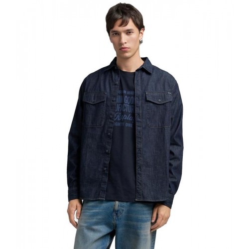 REPLAY ΑΝΔΡΙΚΟ ΜΑΚΡΥΜΑΝΙΚΟ ΠΟΥΚΑΜΙΣΟ ΤΖΙΝ M4124.000.860.B04.007 BARK BLUE